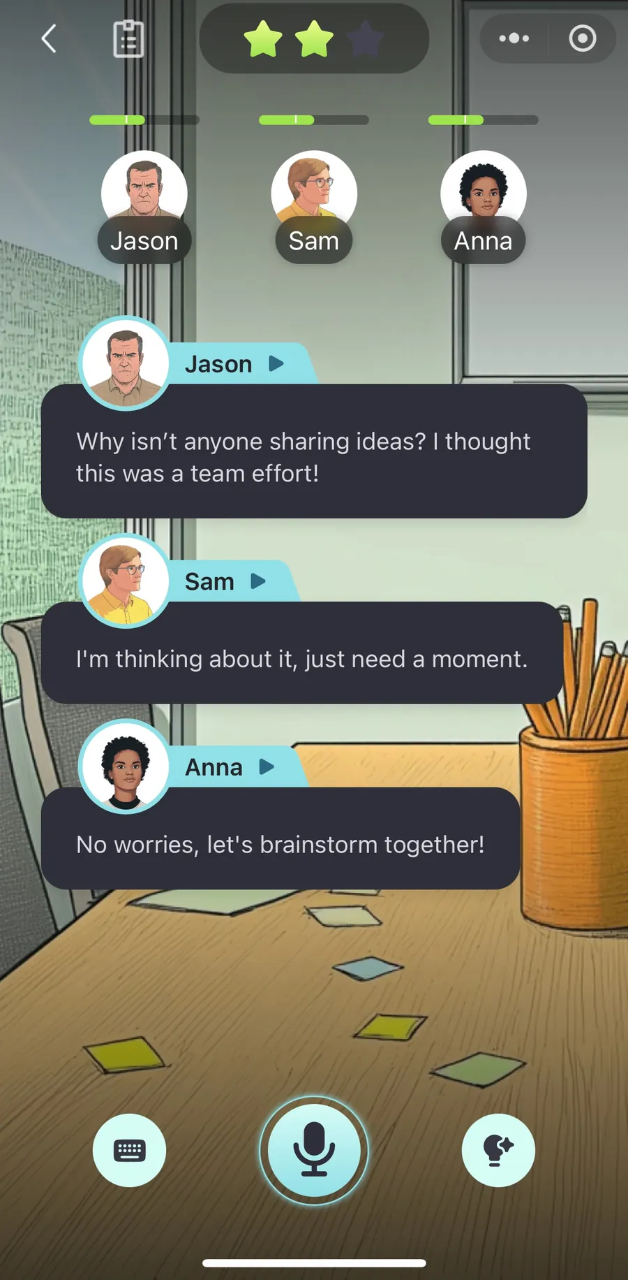 EQoach immersive conversation screen