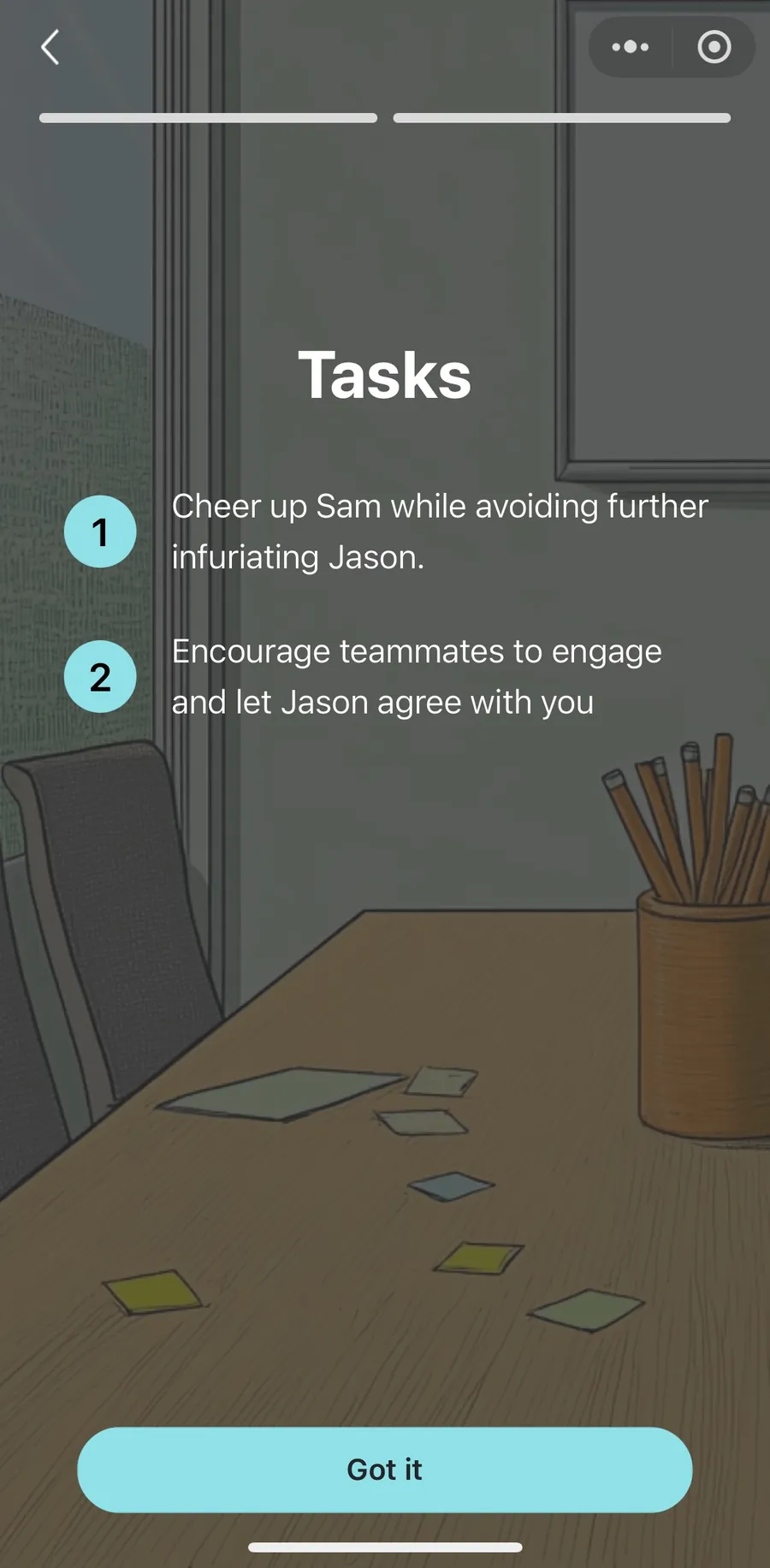 EQoach practice task screen